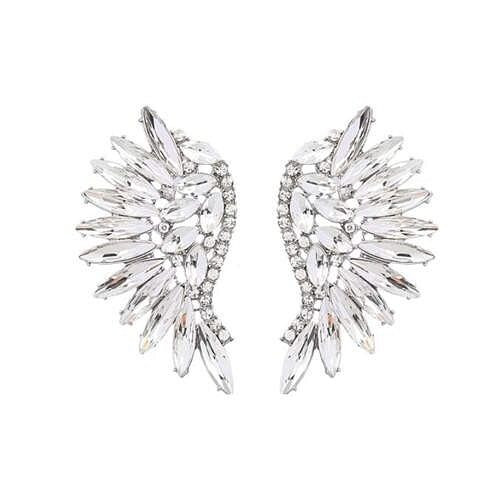 Delicate Rhinestone Angel Wings Design Bohemian Fashion Wholesale Earrings - Silver A392-fear8264