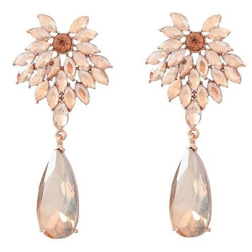 Rhinestone Flower and Waterdrop Combo Design Wholesale Women Fashion Earrings - Champagne A392-fear8282