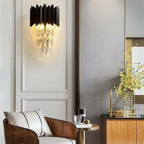 Black Base Design Crystal Drops Fashion Wall Lamp A392-flig0027