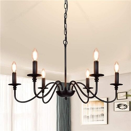 American Country Style Home Light Wholesale Black Candle Design Pendant Lamp A392-flig0066