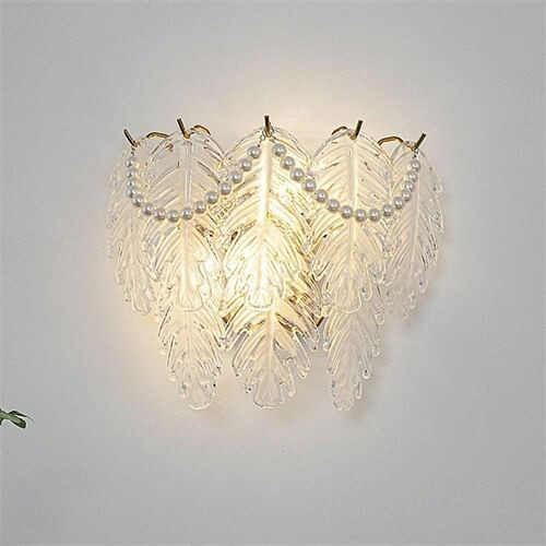 French Luxury Style Home Light Wholesale Glass Leaf Design Wall Lamp - B A392-flig0110