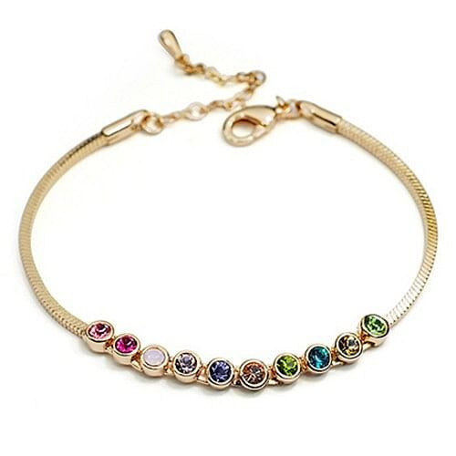 Multicolored Austrian Crystal Inlaid Rose Gold Bracelet A392-rgbr0023