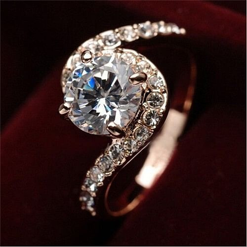 Forever Love Theme Rhinestone Embellished Cubic Zirconia 18K Rose Gold Ring A392-rgri0033