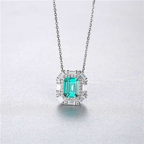 Luxurious Design Green Pendant Wholesale 925 Sterling Silver Women Necklace A392-sine0176