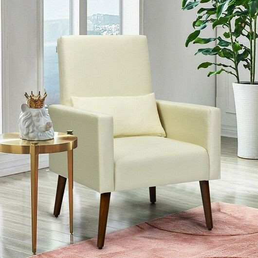 2-in-1 Fabric Upholstered Rocking Chair with Pillow-Beige B593-HW65825