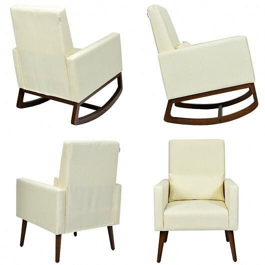 2-in-1 Fabric Upholstered Rocking Chair with Pillow-Beige B593-HW65825