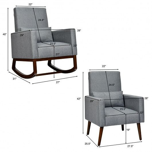 2-in-1 Fabric Upholstered Rocking Chair with Pillow-Beige B593-HW65825