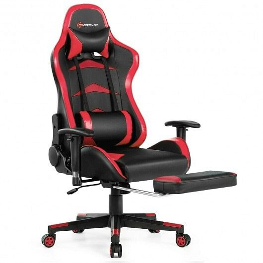 Massage Gaming Chair with Footrest-Pink B593-HW66330