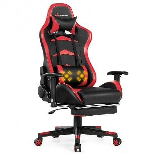 Massage Gaming Chair with Footrest-Pink B593-HW66330