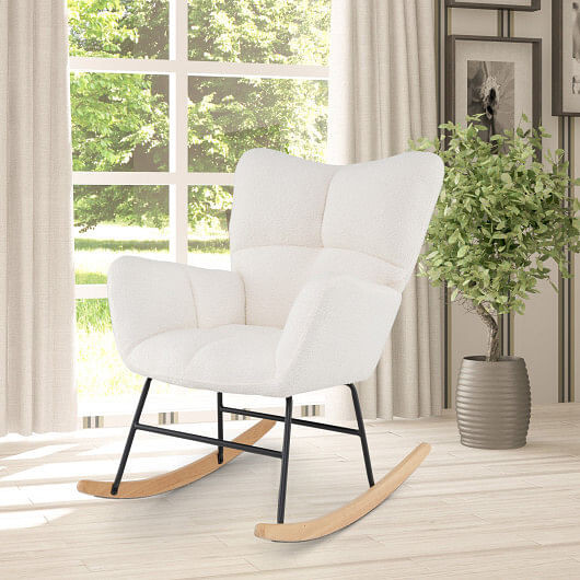 Nursery Rocking Chair with Comfy Backrest and Armrest-Beige B593-JV11811