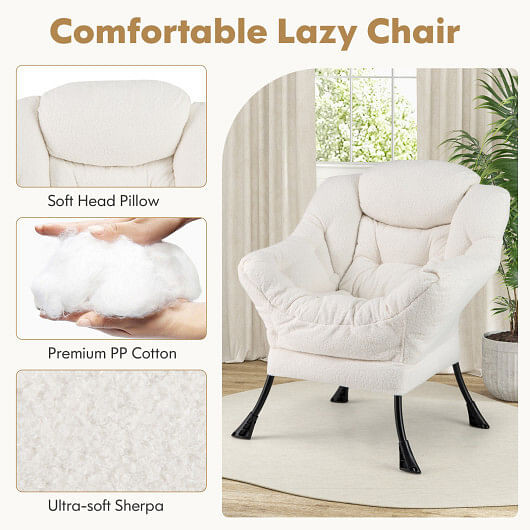 Modern Accent Chair with Folding Footrest and Head Pillow-Pink B593-NP12026