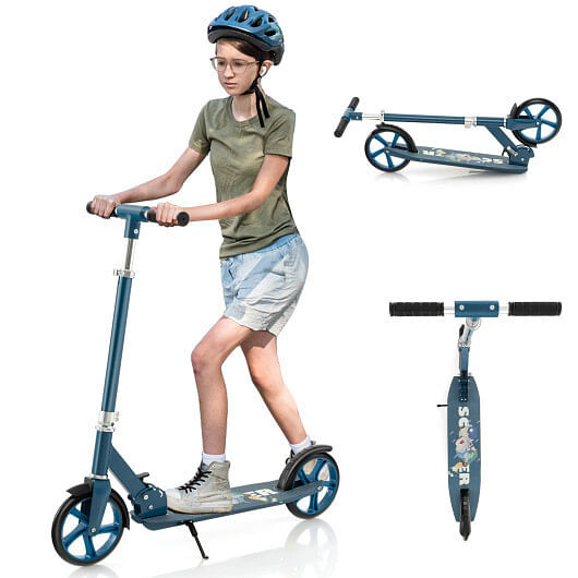Folding Aluminum Alloy Scooter with 3 Adjustable Heights-Blue B593-SP38005