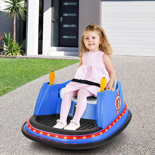 12V Electric Kids Ride On Bumper Car with Flashing Lights for Toddlers-Blue B593-TQ10161US