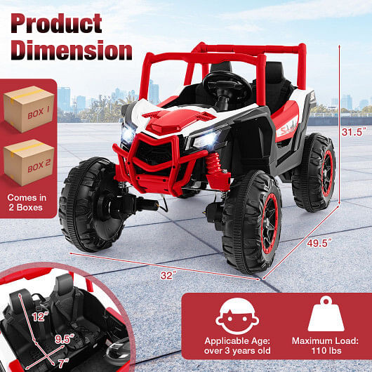 2-Seater Kids Ride on UTV with 2.4G Remote Control for over 3 Years Old Children-Black B593-TQ10237US+
