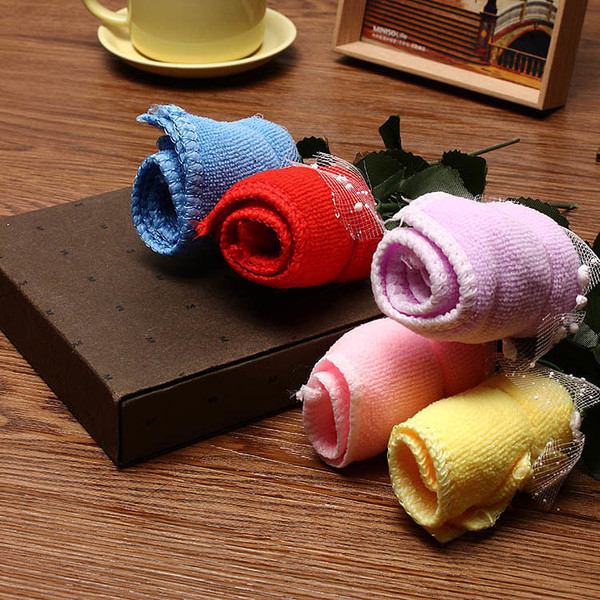 20x20cm Mircrofibre Rose Flower Water Absorbtion Towel Festival Valentine Birthday Wedding Gifts C122-1022228