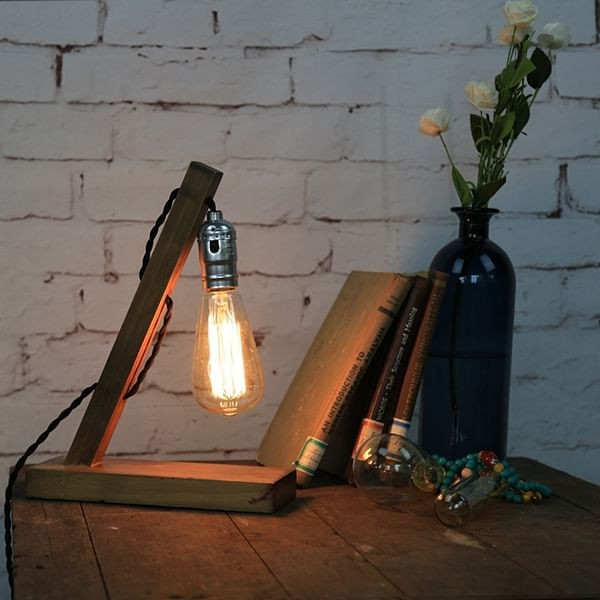 Loft Retro Wood UK Plug E27 Edison Table Lamp Cafe Home Bar Decoration C122-1043462