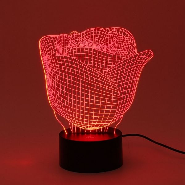 3D Illuminated Illusion Color Changing Rose LED Desk Night Light Lamp C122-1100104