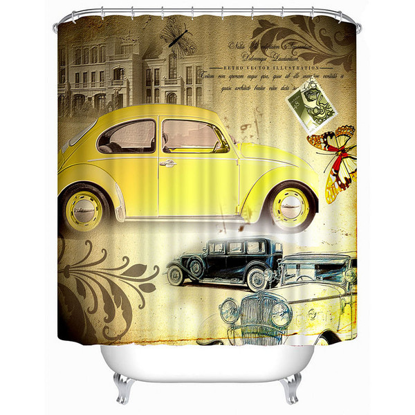 72x72 -Inch Completely Polyester Colormix Car Series Shower Curtains with 12 Rings C122-1116215