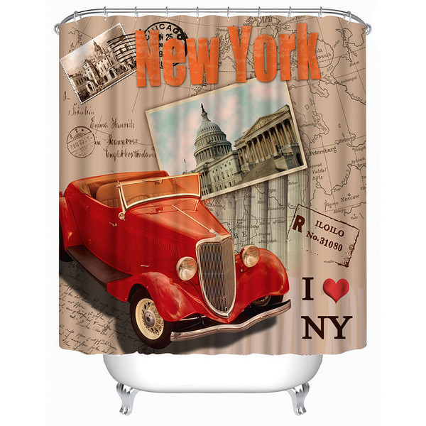 72x72 -Inch Completely Polyester Colormix Car Series Shower Curtains with 12 Rings C122-1116215