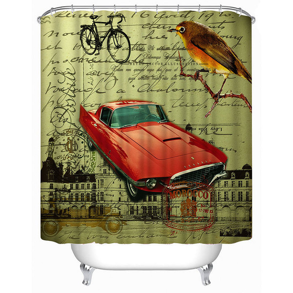 72x72 -Inch Completely Polyester Colormix Car Series Shower Curtains with 12 Rings C122-1116215