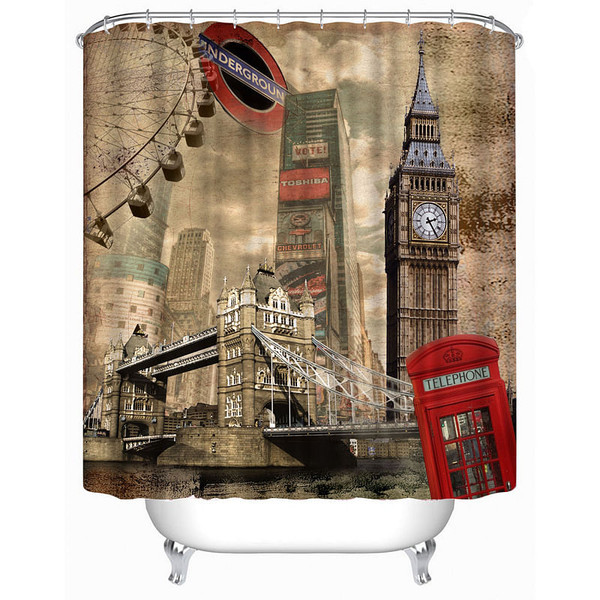 72x72 Creative Inch Completely Polyester Colormix Blood Series Shower Curtains with 12 Rings C122-1116217