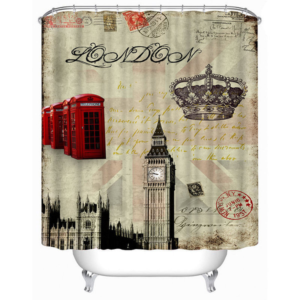 72x72 -Inch Completely Polyester  Colormix Car Series Shower Curtains with 12 hocks C122-1116219