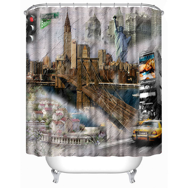 72x72 -Inch Completely Polyester  Colormix Car Series Shower Curtains with 12 hocks C122-1116219