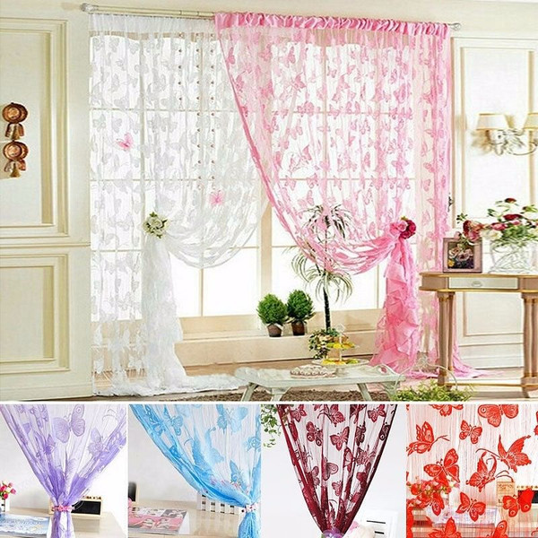 1mx2m Butterfly String Curtain Tassel Drape For Wall Vestibule Door Window Home Decor C122-1129474