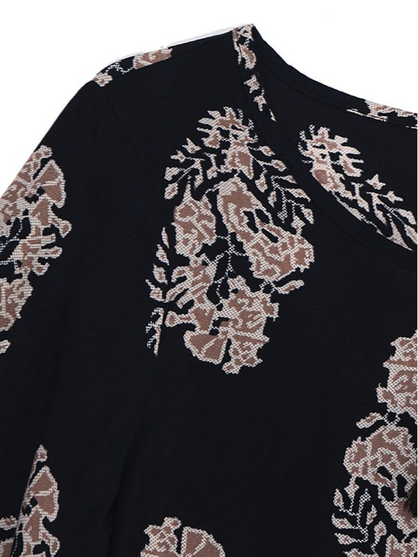 Women Vintage Floral Printed 3/4 Sleeve Mini Dresses C122-1132609