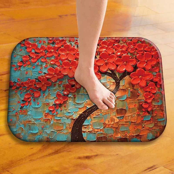 Honana BX-28 40x60cm 3D Painting Tree Pattern Coral Fleece Mat Absorbent Bathroom Anti Slip Carpet C122-1138990