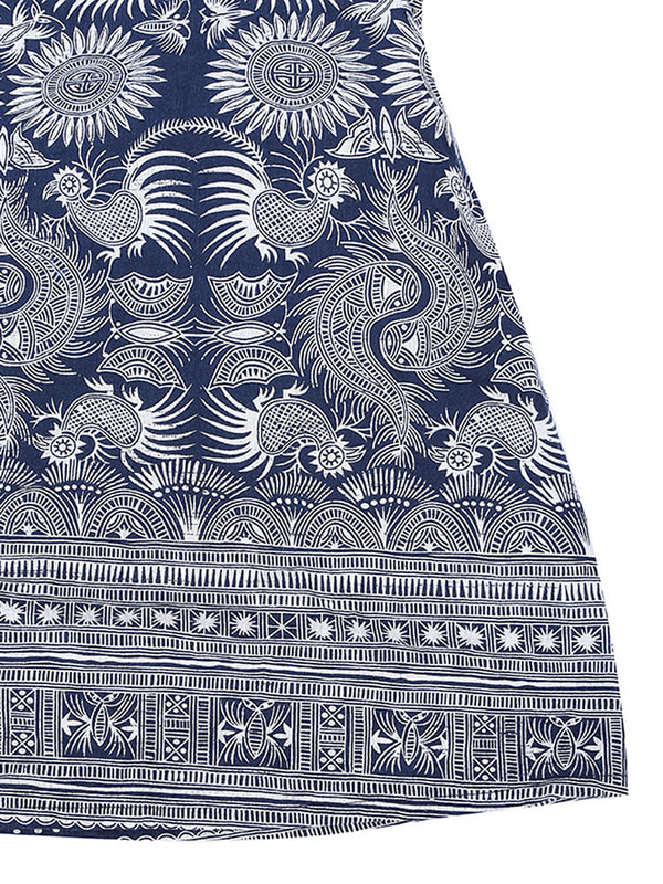 Women Loose Retro Printing 3/4 Sleeve Maxi Dress C122-1155177