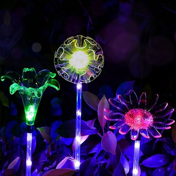 Solar Multi-Color Changing LED  Flower Stake Light  Transparent Lampshade  Luminous Pole C122-1188099