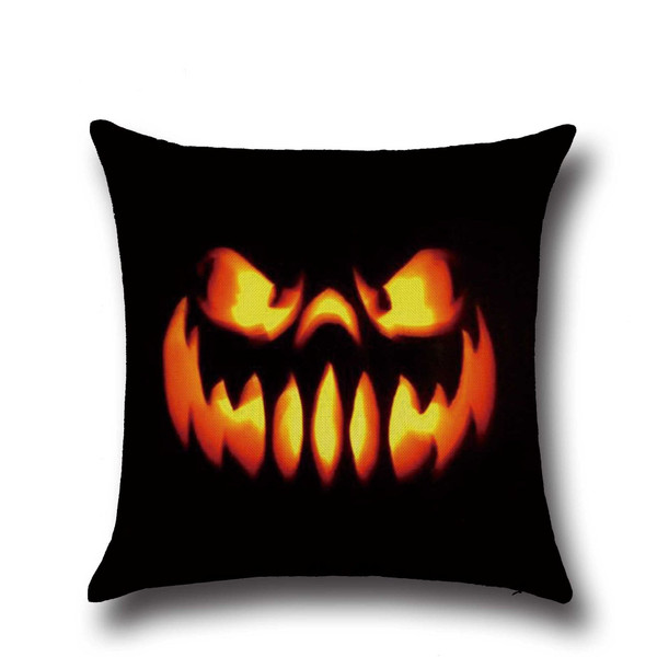 Halloween Horrible Pumpkin Light Pattern Pillowcase Cotton Linen Throw Pillow Cushion Cover C122-1202177