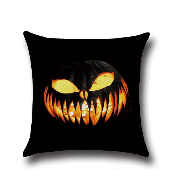 Halloween Horrible Pumpkin Light Pattern Pillowcase Cotton Linen Throw Pillow Cushion Cover C122-1202177