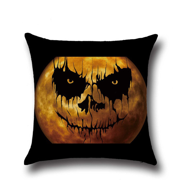 Halloween Horrible Pumpkin Light Pattern Pillowcase Cotton Linen Throw Pillow Cushion Cover C122-1202177