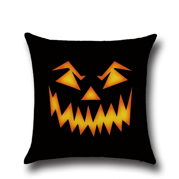 Halloween Horrible Pumpkin Light Pattern Pillowcase Cotton Linen Throw Pillow Cushion Cover C122-1202177
