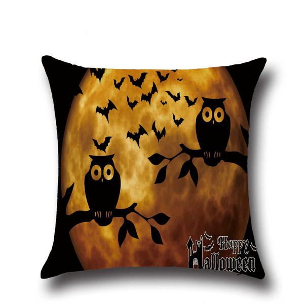 Halloween Bat Owl Pattern Pillowcase Cotton Linen Throw Pillow Cushion Cover Seat Home Decoration C122-1202178