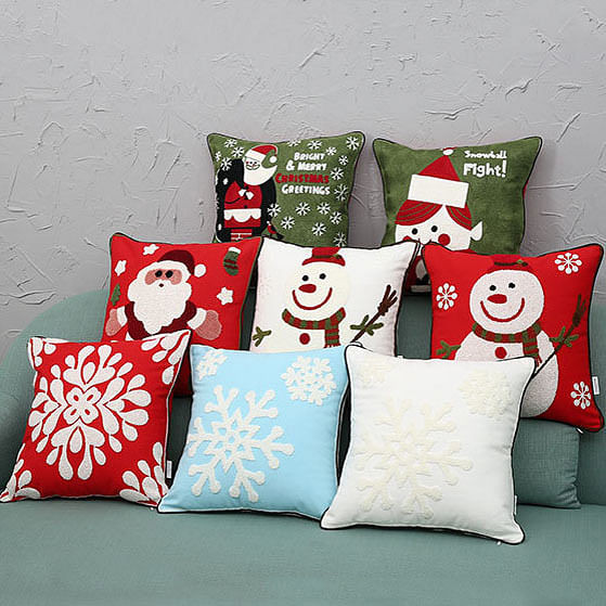 New Christmas Pure Cotton Embroidering Pillow Cases Santa Snowflake Cushion Cover C122-1214423