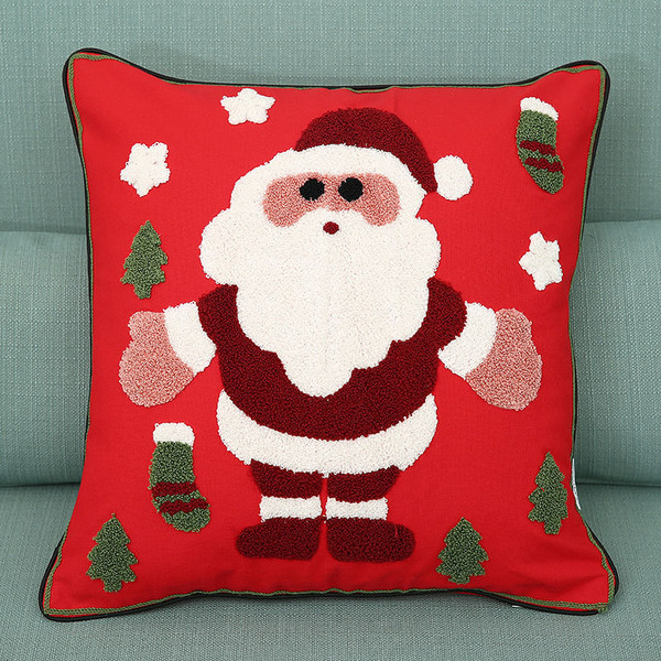 New Christmas Pure Cotton Embroidering Pillow Cases Santa Snowflake Cushion Cover C122-1214423
