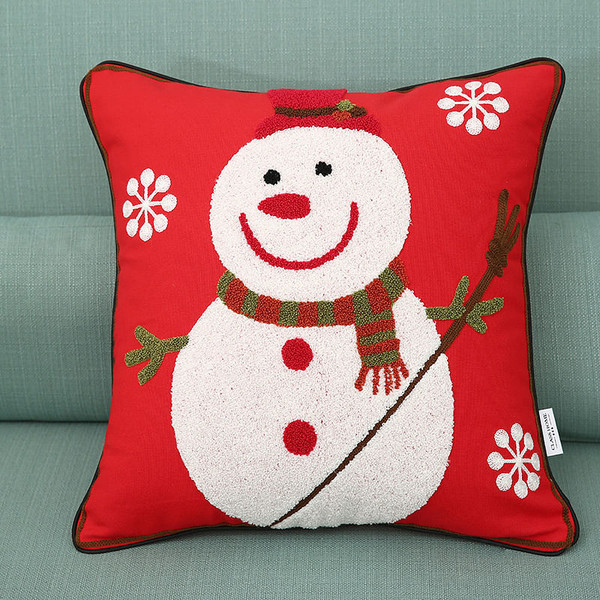 New Christmas Pure Cotton Embroidering Pillow Cases Santa Snowflake Cushion Cover C122-1214423