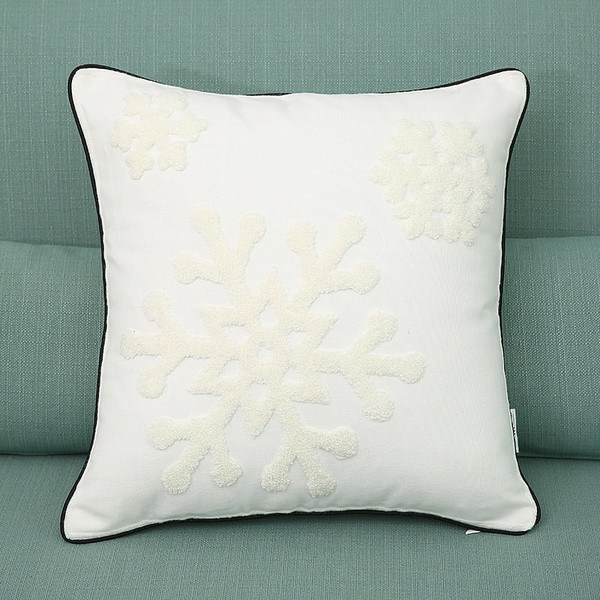New Christmas Pure Cotton Embroidering Pillow Cases Santa Snowflake Cushion Cover C122-1214423