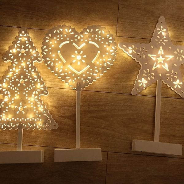 Battery Powered Star Christmas Tree Heart LED Night Light Table Lamp Home Decoration C122-1220008
