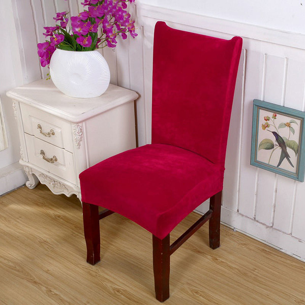 Honana WX-660 Spandex Velvet Thick Solid Color Dining Chair Covers Slipcovers Hotel Anti-dirty Remo C122-1235306