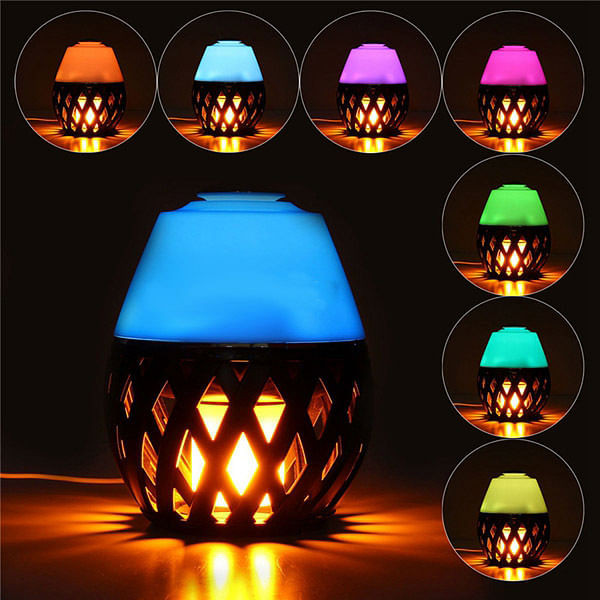 Colorful LED Torch Flame Flicker Night Light Humidifier Aroma Oil Diffuser Air Purifier C122-1258436