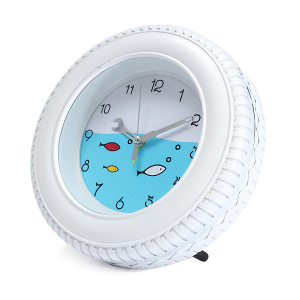 Retro Mediterranean Style Tire Alarm Clock Wall Clock Desktop For Home Decorative C122-1264298