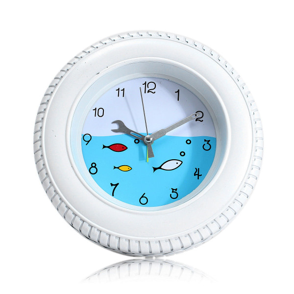 Retro Mediterranean Style Tire Alarm Clock Wall Clock Desktop For Home Decorative C122-1264298