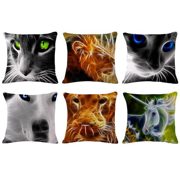 Honana 45x45cm Home Decoration 3D Animal Fluorescence 6 Optional Patterns Cotton Linen Pillow Case C122-1290900