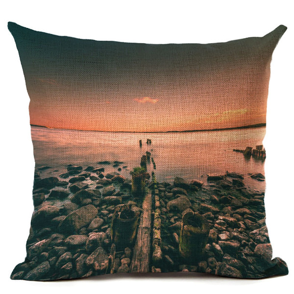 Honana 45x45cm Pillow Case Home Decoration Ocean Sea and Letters 3 Optional Patterns Cotton Linen C122-1292782
