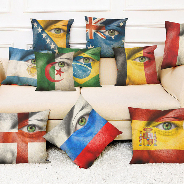 Honana BX The 2018 World Cup Cotton Linen Cushion Pillow Case Eye National Flag Pillow Cover C122-1298566