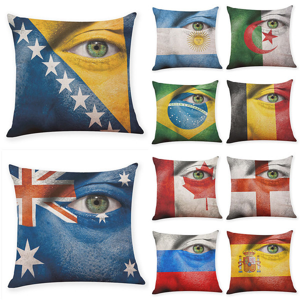 Honana BX The 2018 World Cup Cotton Linen Cushion Pillow Case Eye National Flag Pillow Cover C122-1298566